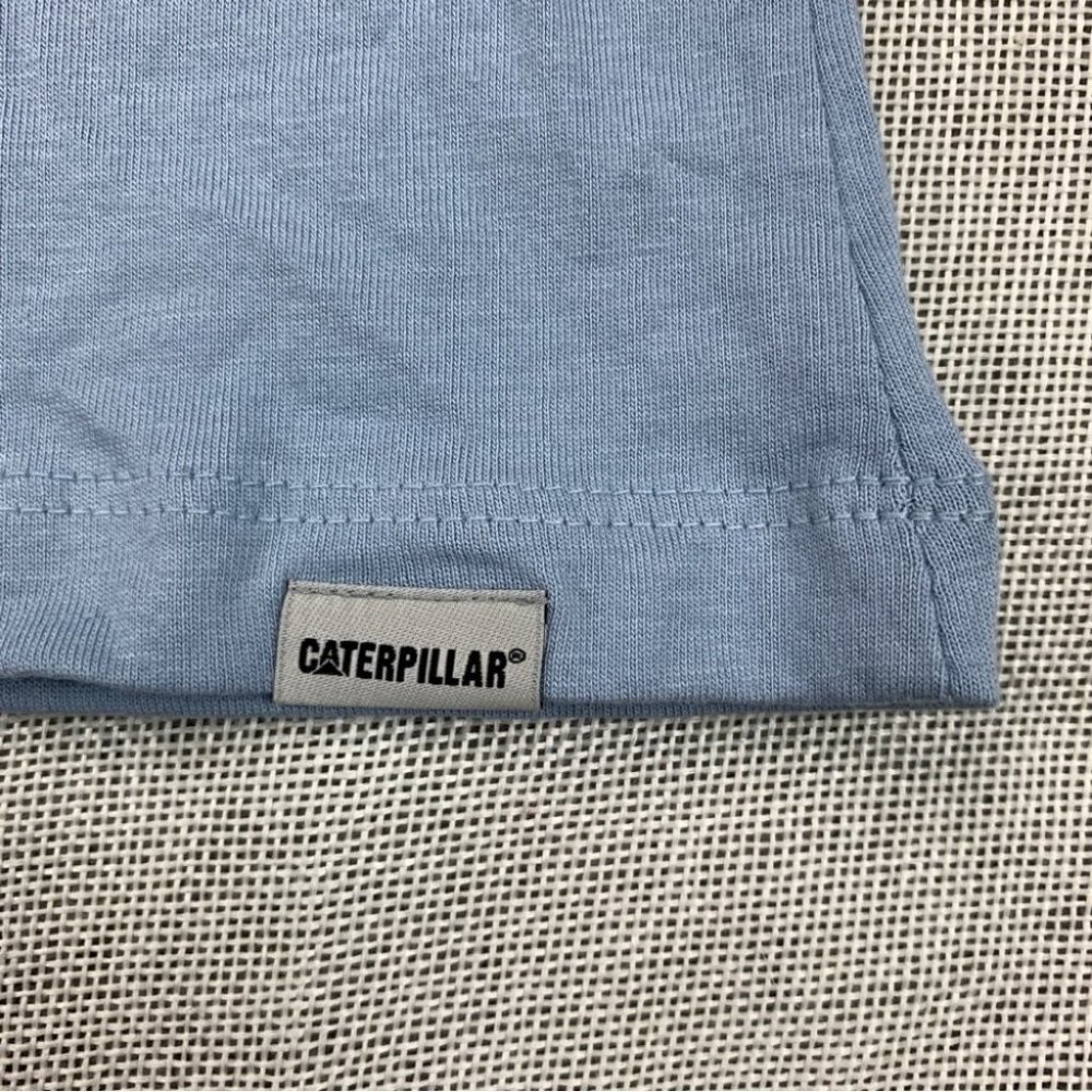 Caterpillar Mens Foundation Pioneers Logo T-Shirt Blue Fog M - Picture 8 of 11